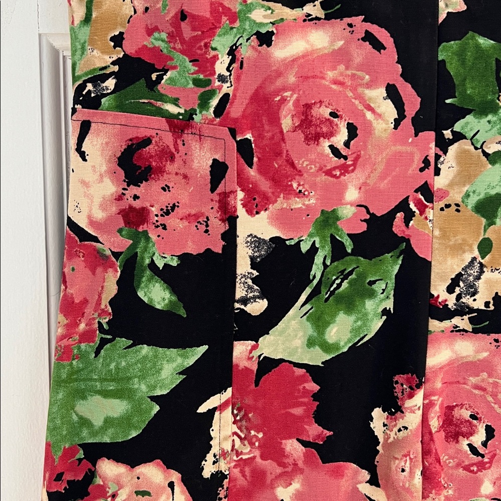 NEW Talbots Pink/Black Floral Sleeveless V Neck Dress, Fully Lined, Size 8 - Picture 15 of 16